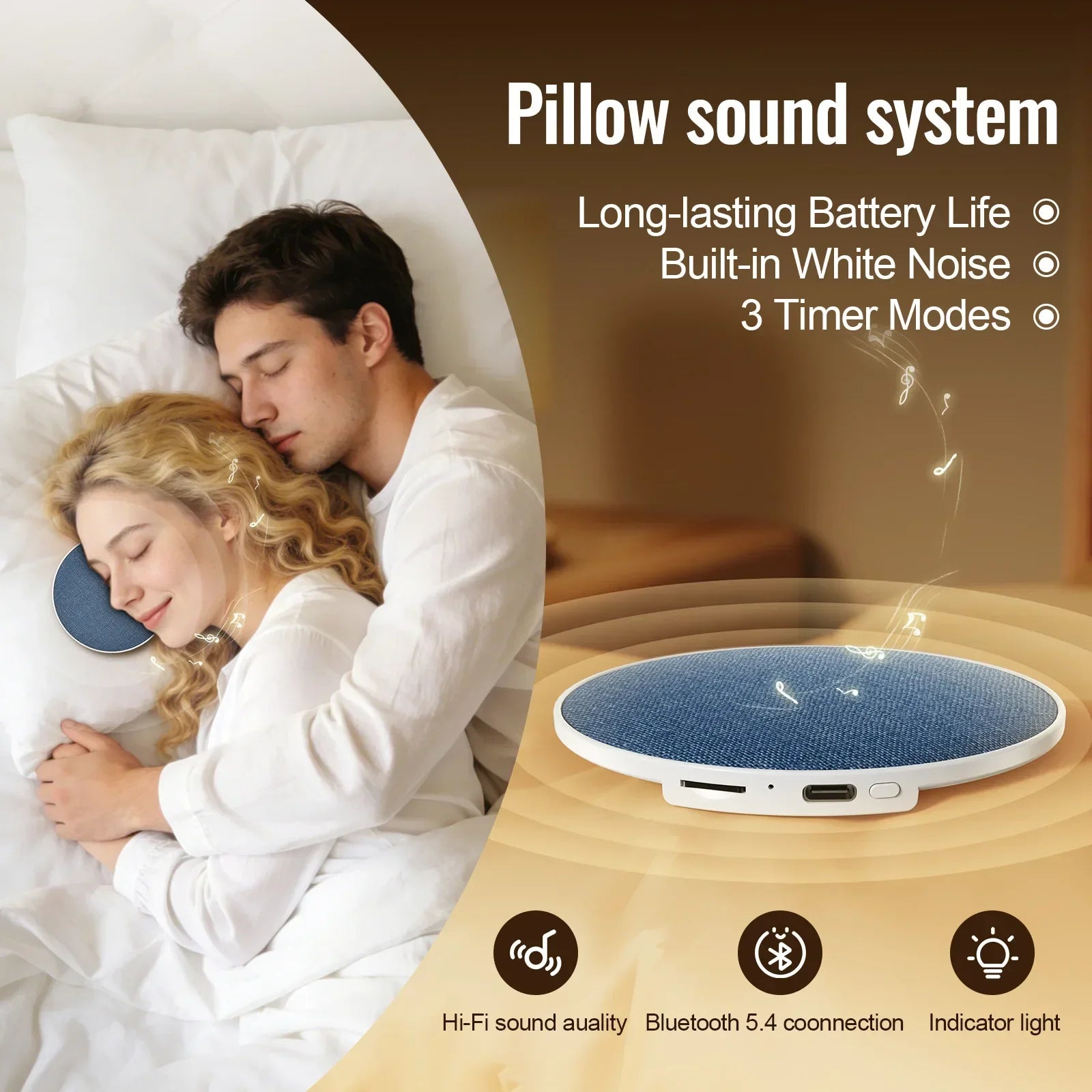 Under Pillow Sleep Speaker Ultra Slim HiFi Noise Reduction Bone Conduction Sound Machine for Deep Sleep Relaxation 2026 New ﻿
